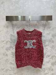 Celine Triomphe tank top in wool fabric in red - 1