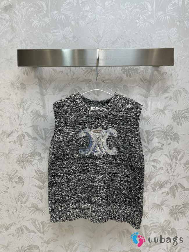 Celine Triomphe tank top in wool fabric in grey - 1