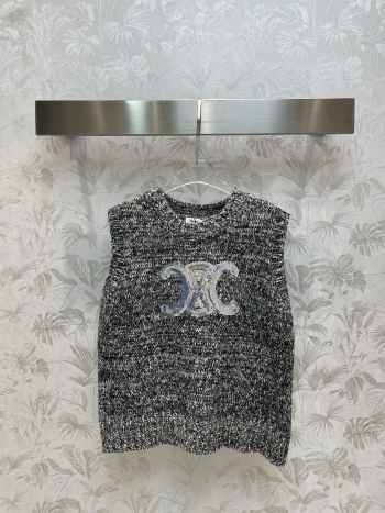 Celine Triomphe tank top in wool fabric in grey