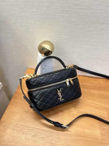 YSL Gaby Mini Vanity Bag In Lambskin Black 18x11x6.5cm