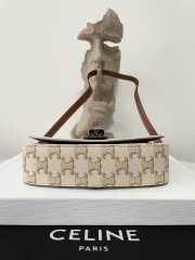 Celine Clutch On Strap Tabou In Triomphe Canvas And Calfskin White/Tan 18x8x5cm - 6