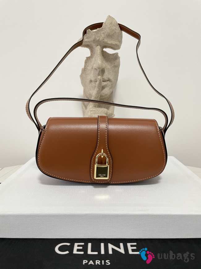 Celine Clutch On Strap Tabou In Triomphe Canvas And Calfskin Brown 18x8x5cm - 1