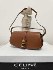 Celine Clutch On Strap Tabou In Triomphe Canvas And Calfskin Brown 18x8x5cm - 2