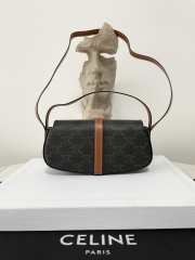 Celine Clutch On Strap Tabou In Triomphe Canvas And Calfskin Tan 18x8x5cm - 4