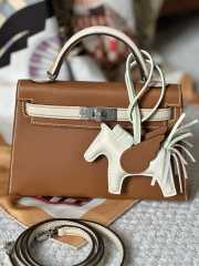 Hermes Mini Kelly Bag In Brown 20cm - 3