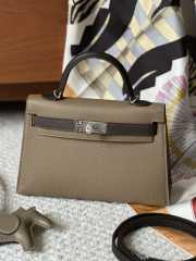 Hermes Mini Kelly Bag In Dark Grey 20cm - 1