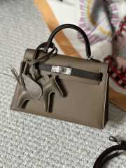 Hermes Mini Kelly Bag In Dark Grey 20cm - 4