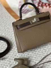 Hermes Mini Kelly Bag In Dark Grey 20cm - 3