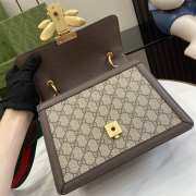 Gucci Ophidia GG small top handle beige and ebony bag with bee gold buckle 25.5x17.5x13cm - 3