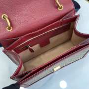 Gucci Ophidia GG small top handle red bag with bee gold buckle 25.5x17.5x13cm - 2