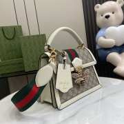 Gucci Ophidia GG small top handle white bag with bee gold buckle 25.5x17.5x13cm - 5