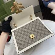 Gucci Ophidia GG small top handle white bag with bee gold buckle 25.5x17.5x13cm - 2