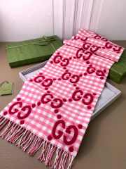 Gucci GG Wool Jacquard Muffler Scarf Luxury Reversible Scarf Pink 35x240cm - 2