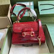 Gucci Horsebit 1955 Crocodile Top Handle Bag In Red 22x16x10.5cm - 1