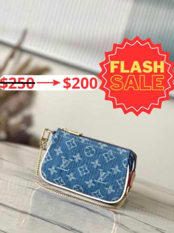 Louis Vuitton M82960 Mini Pochette Accessories Bag In Blue Denim 4.5x9.5x4cm