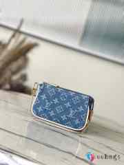 Louis Vuitton M82960 Mini Pochette Accessories Bag In Blue Denim 4.5x9.5x4cm - 2