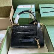 Gucci Horsebit 1955 Crocodile Top Handle Bag In Black 22x16x10.5cm - 5