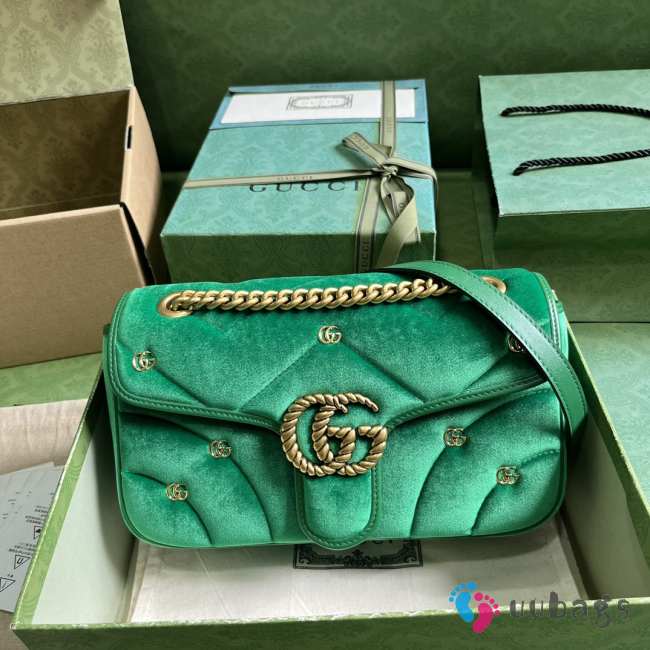 Gucci Marmont Small Shoulder Bag In Green Velvet 26x15x7cm - 1