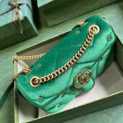 Gucci Marmont Small Shoulder Bag In Green Velvet 26x15x7cm - 3