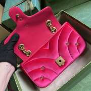 Gucci Marmont Small Shoulder Bag In Pink Velvet 26x15x7cm - 3