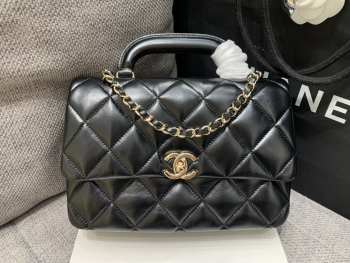 Chanel top handle flap bag AS4544 in black 18x25x8cm