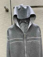 Dior Oblique Reversible Zipped Cardigan With Hood Grey - 2