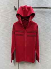 Dior Oblique Reversible Zipped Cardigan With Hood Red - 1