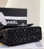 Chanel Black Sequin Silver Small Evening Shoulder Flap Bag 20cm - 5