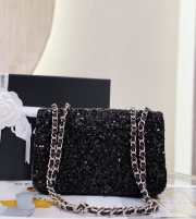 Chanel Black Sequin Silver Small Evening Shoulder Flap Bag 20cm - 4