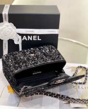 Chanel Black Sequin Silver Small Evening Shoulder Flap Bag 20cm - 6