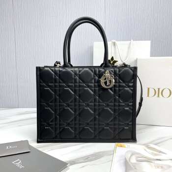 Dior Book Tote Bag Black Macrocannage Calfskin 36.5x28x17.5cm