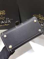 Delvaux shiny PM topstitched in Rodeo grained black calf leather 24x12x19cm - 3