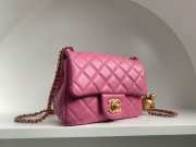 Chanel mini size foldable bag in pink with gold buckle 13x18x7cm - 5