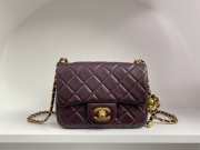 Chanel mini size foldable bag in dark brown with gold buckle 13x18x7cm - 1