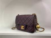 Chanel mini size foldable bag in dark brown with gold buckle 13x18x7cm - 6