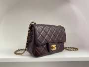 Chanel mini size foldable bag in dark brown with gold buckle 13x18x7cm - 5