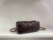 Chanel mini size foldable bag in dark brown with gold buckle 13x18x7cm - 4