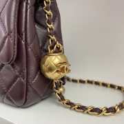 Chanel mini size foldable bag in dark brown with gold buckle 13x18x7cm - 3