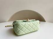 Chanel mini size foldable bag in light green with gold buckle 13x18x7cm - 4