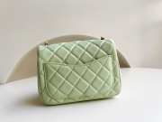 Chanel mini size foldable bag in light green with gold buckle 13x18x7cm - 3