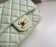 Chanel mini size foldable bag in light green with gold buckle 13x18x7cm - 2