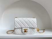 Chanel mini size foldable bag in white with gold buckle 13x18x7cm - 1