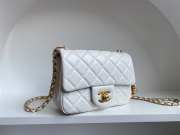 Chanel mini size foldable bag in white with gold buckle 13x18x7cm - 3