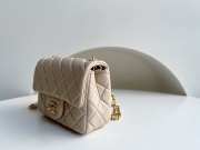 Chanel mini size foldable bag in beige with gold buckle 13x18x7cm - 5