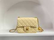 Chanel mini size foldable bag in yellow with gold buckle 13x18x7cm - 1