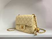 Chanel mini size foldable bag in yellow with gold buckle 13x18x7cm - 5