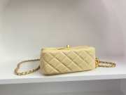 Chanel mini size foldable bag in yellow with gold buckle 13x18x7cm - 4