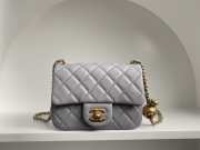 Chanel mini size foldable bag in grey with gold buckle 13x18x7cm - 1