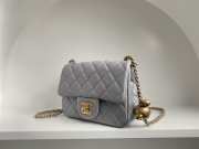 Chanel mini size foldable bag in grey with gold buckle 13x18x7cm - 5