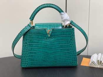 Louis Vuitton N93256 Capucines Bag with Gold Hardware In Canard Green 27x18x9cm